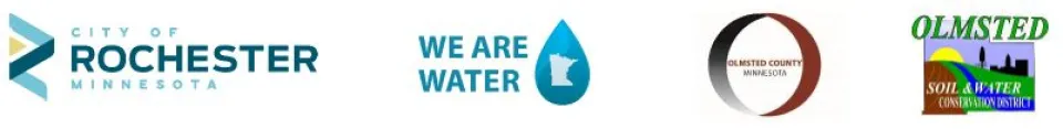 logos for City of Rochester, We are Water, Olmsted County, and Olmsted Soil and Water Conservation District