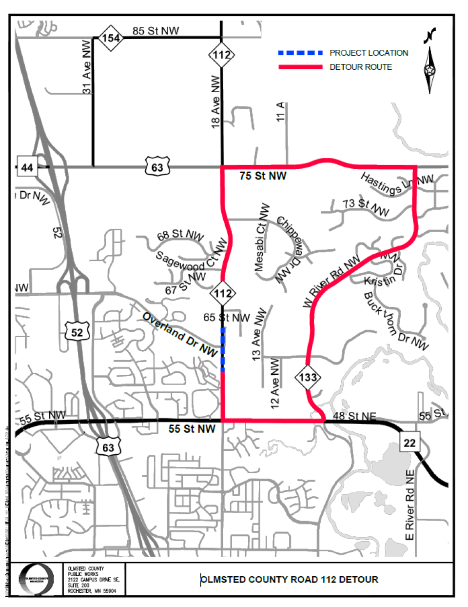 County Road 112 Detour Map