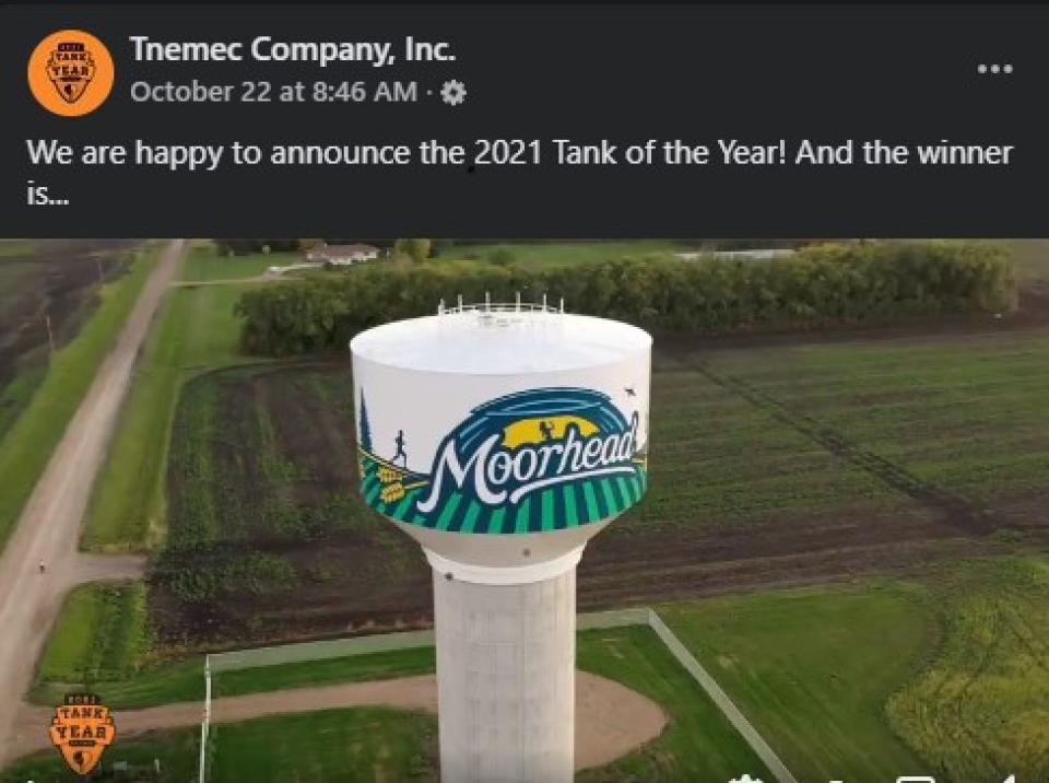 Moorhead water tower named Tank of the Year.