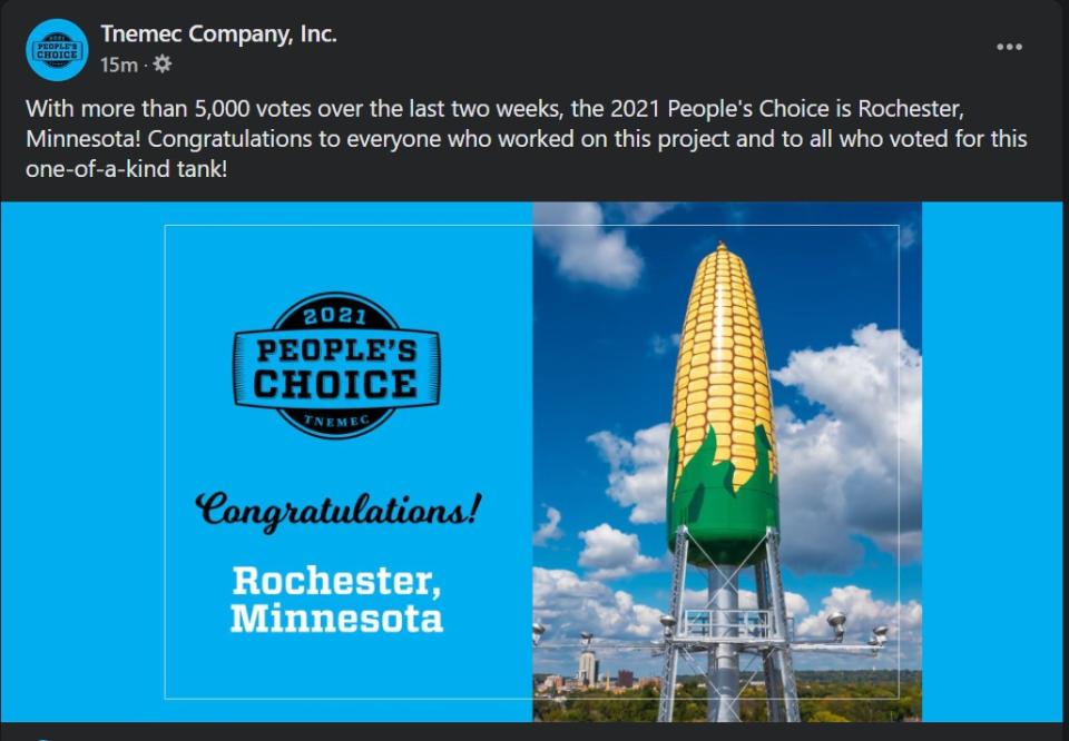 People's Choice Award for the Ear of Corn Water Tower by the Tnemec Company