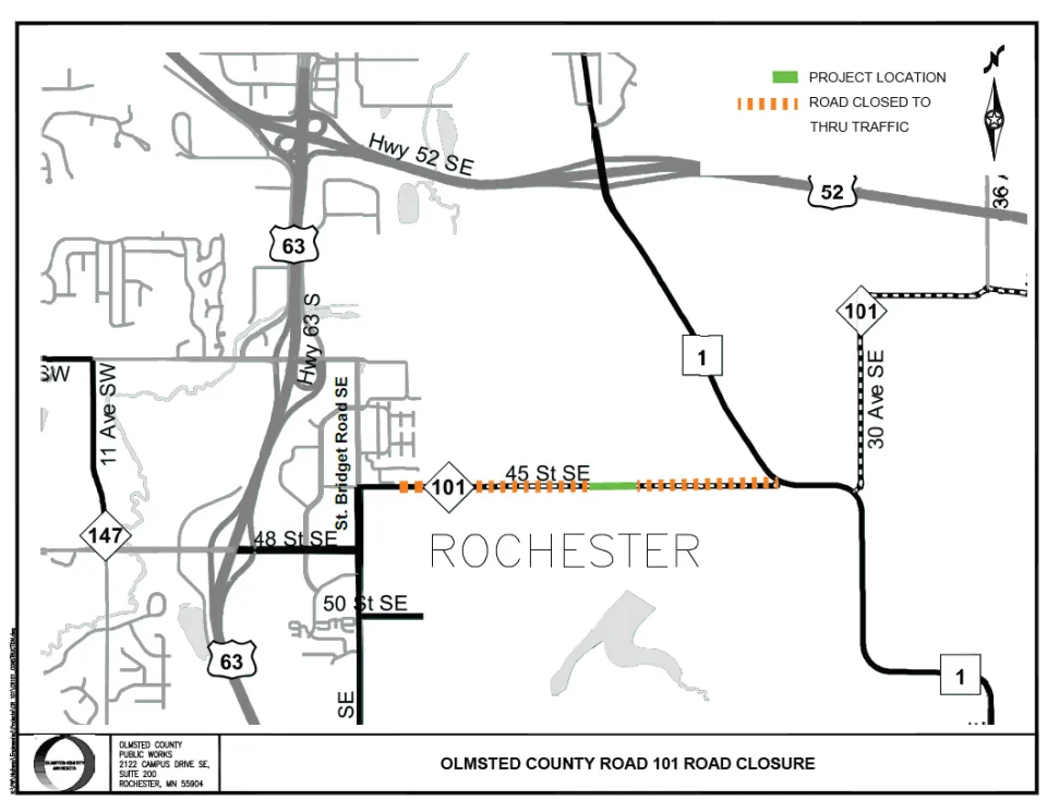 101 road closure map
