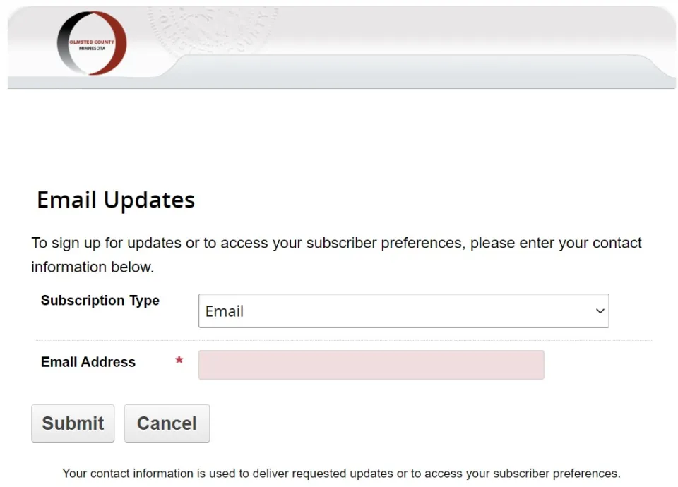 Email updates for Olmsted County