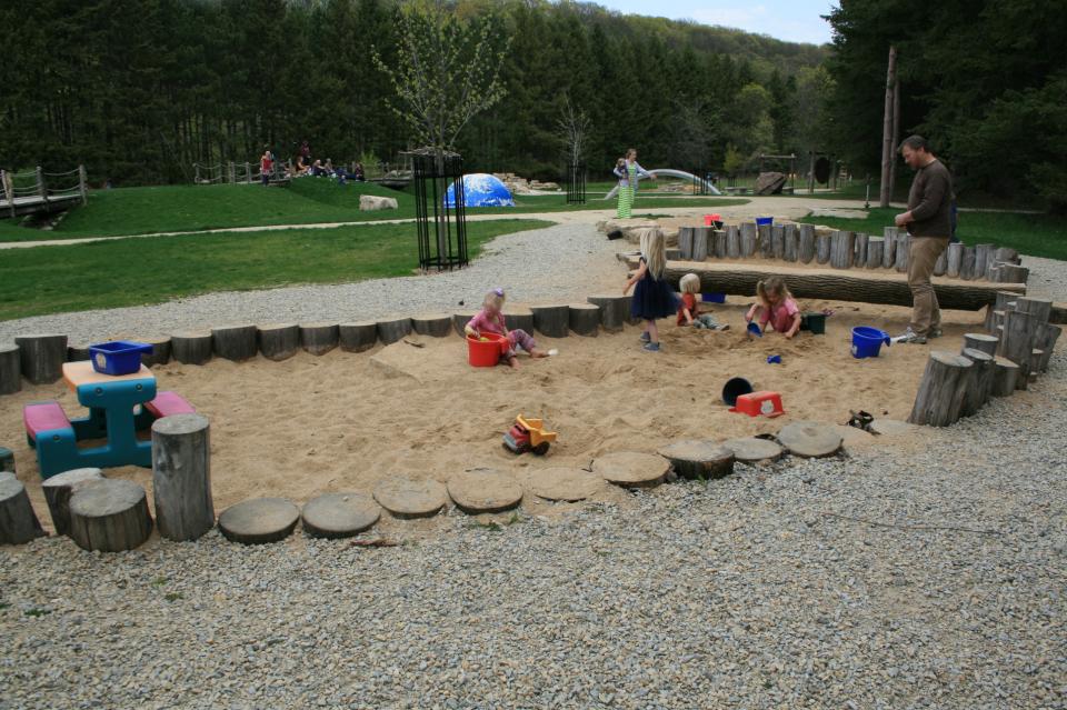 Kids in sand at Oxbow Park