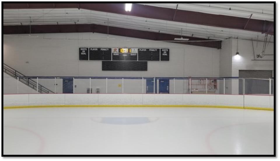 New scoreboard inside rink three.