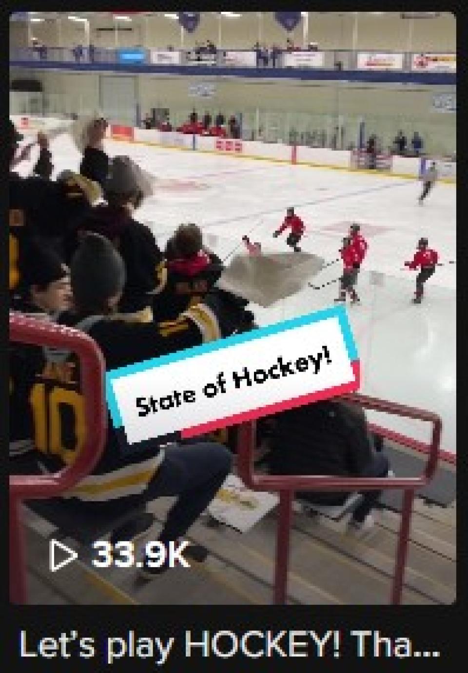 TikTok image of video from MN Youth Hockey Spotlight game.