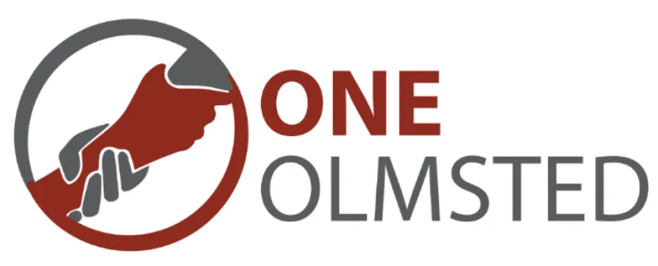 One Olmsted logo depicting two hands grasping onto one another