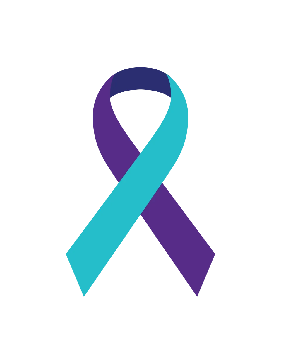 Teal and purple ribbon for Suicide Prevention Month