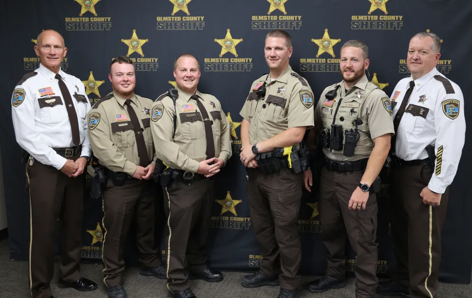 Sheriff Torgerson with Chief Deputy Brian Howard and the LEC New Hires