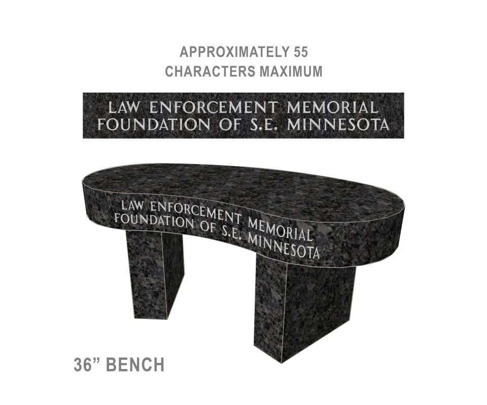 Illustration of a memorial bench that is three feet in length