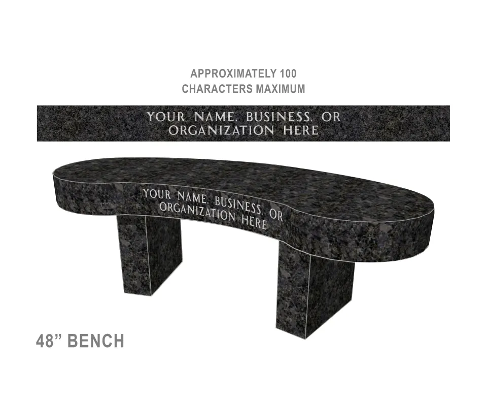 Illustration of a memorial bench that is three feet in length