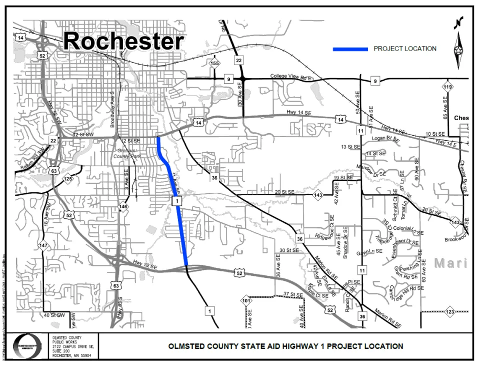 11th Ave SE Road work map