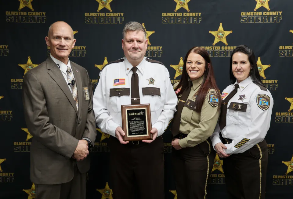 Sergeant Ted Maeder was awarded the Medal of Commendation for his extensive effort, time, and work he has committed to the Adult Detention Center since the start of his career on June 15th, 1992. He was nominated by Detention Deputy Tiffany Howlett who Ted is photographed with.