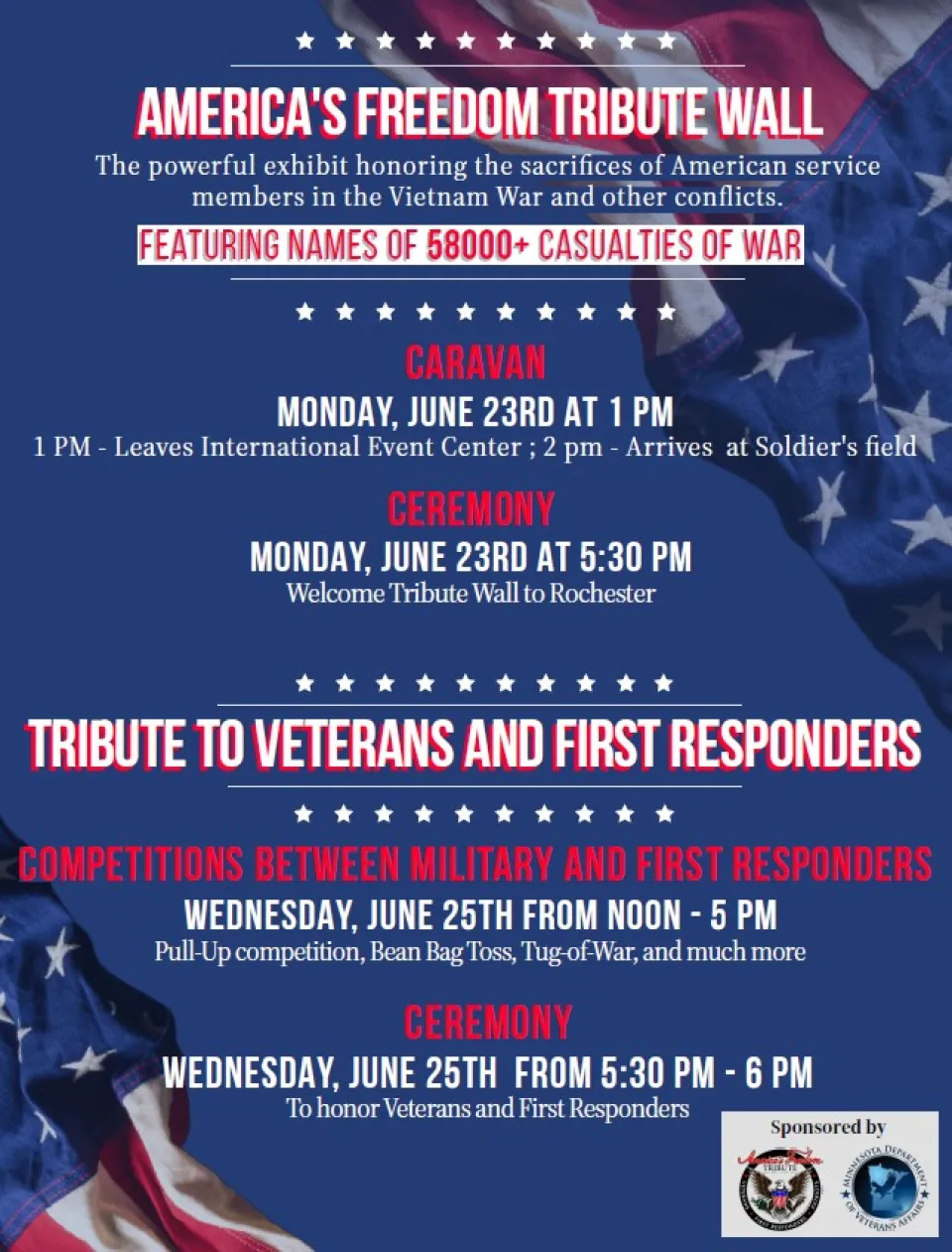 America's Freedom Tribute Wall Events at Solider's Field in Rochester, MN.