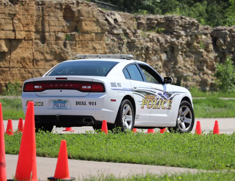 Police car during training in Olmsted County