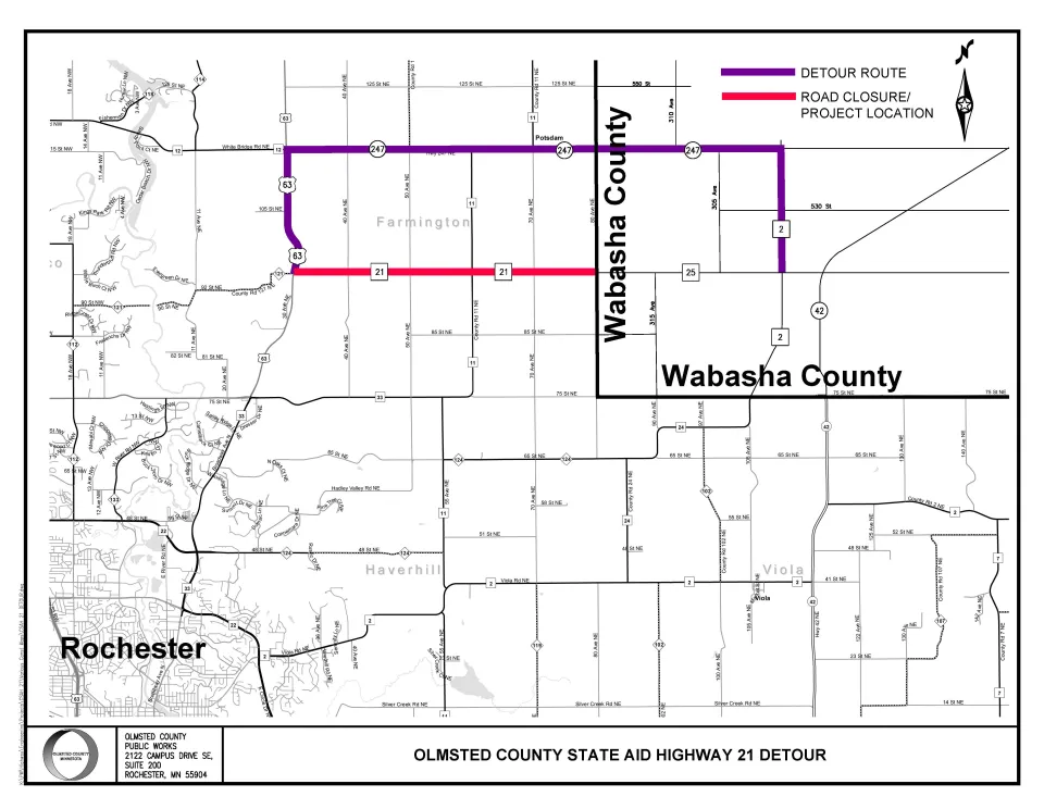 CSAH 21 detour map