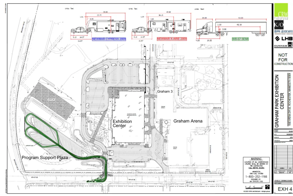 Map of Graham Park Exhibition Center green line showing access to Program Support Plaza