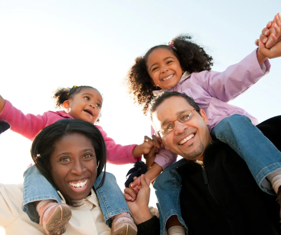 Family playing outside