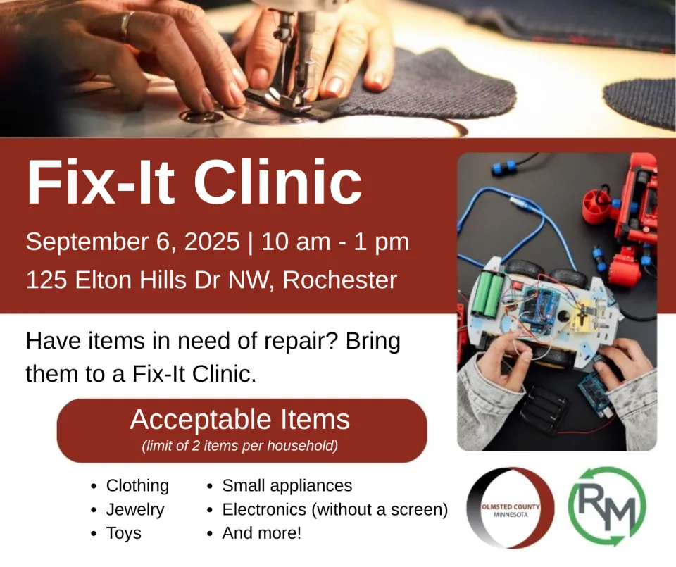 A second fix-it clinic will be held on Saturday, September 6, 2025, at 125 Live in Rochester