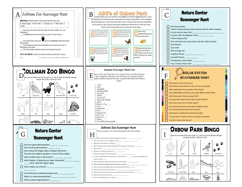 Examples of printable items