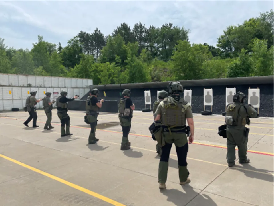 Members of the Olmsted County Sheriff's Office SWAT team training