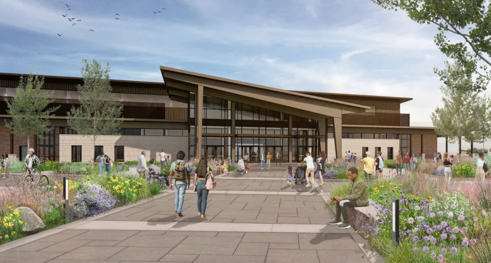 Rendering of entrance to exhibition center