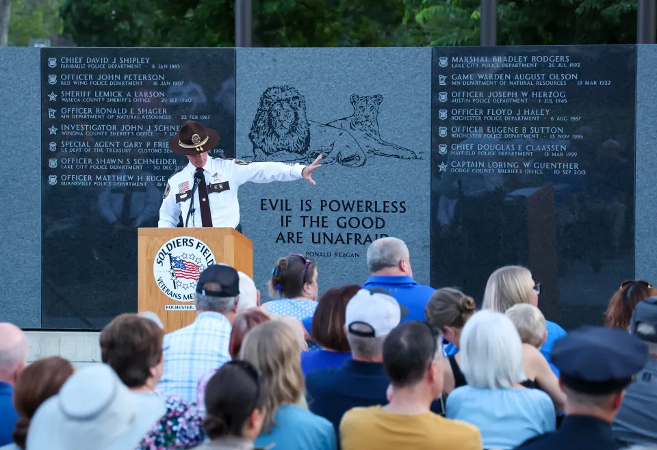 Sheriff Torgerson speaking that the Law Enforcement Dedication