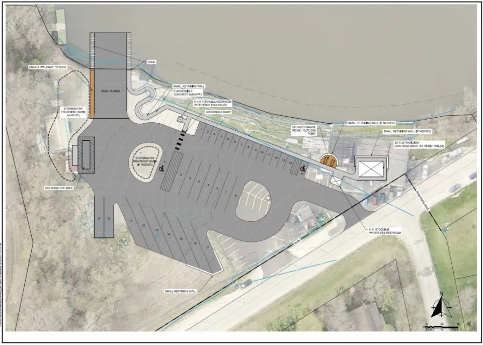 rendering of the new layout for the boat landing area at Lake Zumbro