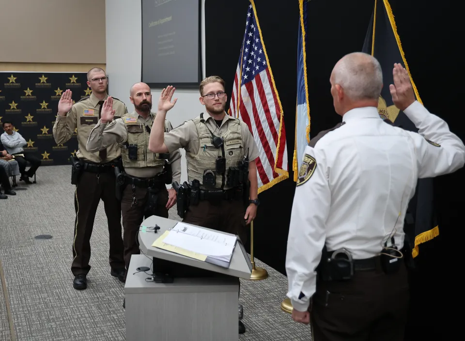New hires from the Law Enforcement side of our office are publicly sworn in by Sheriff Torgerson before receiving their Certificates of Appointment.