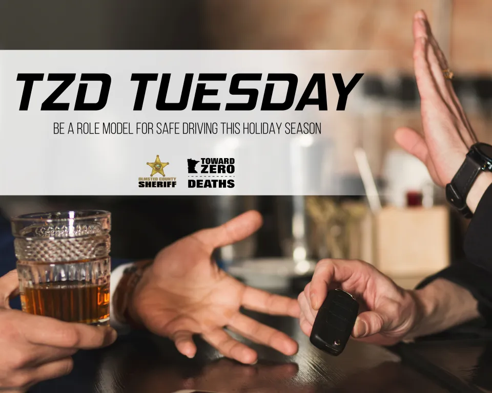 TZD Tuesday graphic featuring someone handing over the keys after having too much to drink
