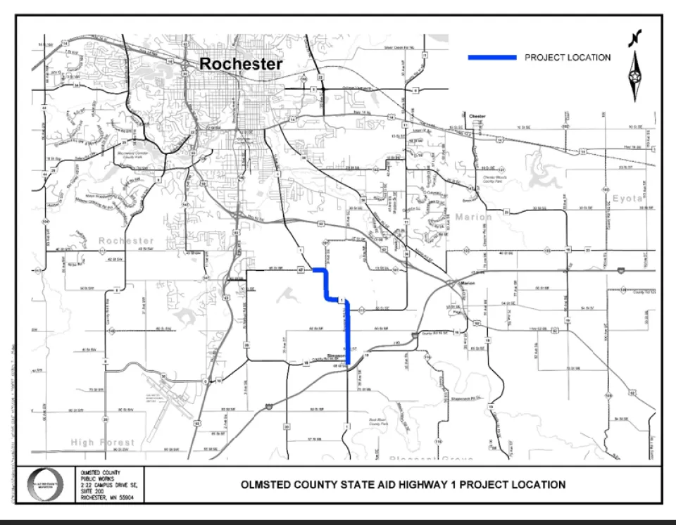 CSAH 1 reconstruction project map area