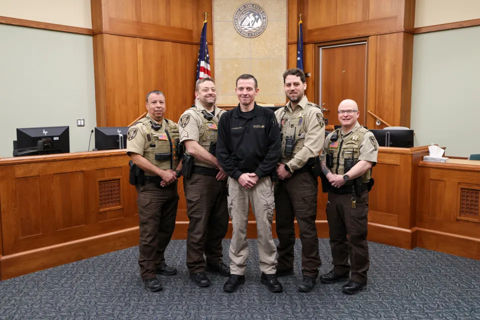 Members of the Sheriff's Office Detention Center Court Staff in a courtroom