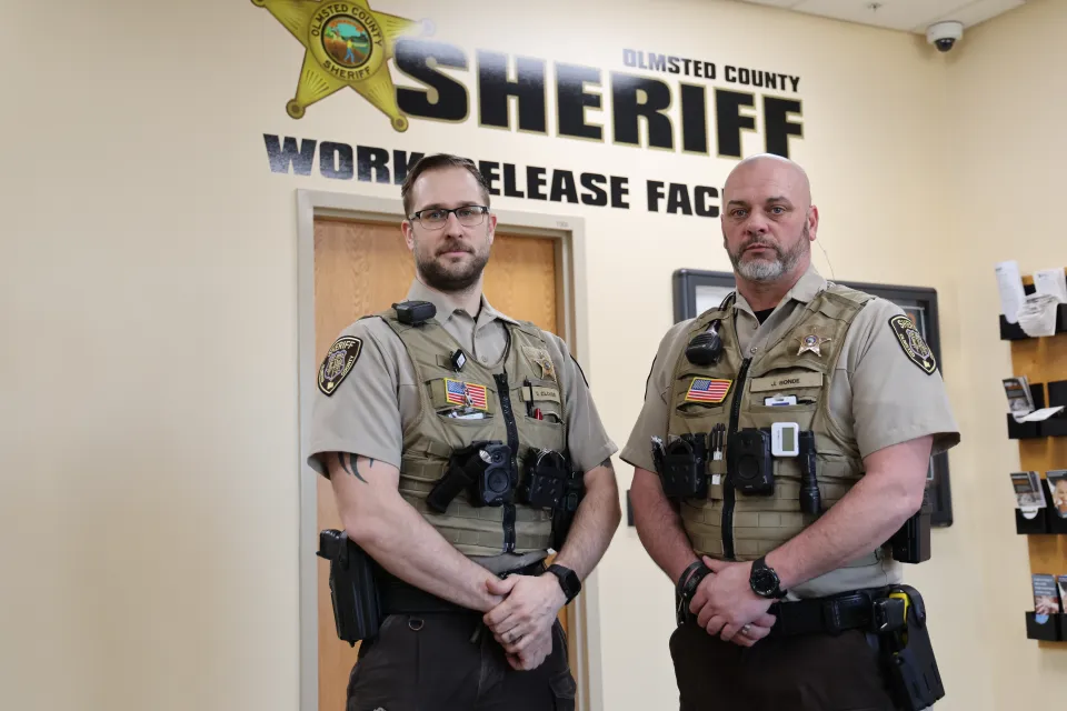 Sheriff's Office work release staff standing in the lobby of work release