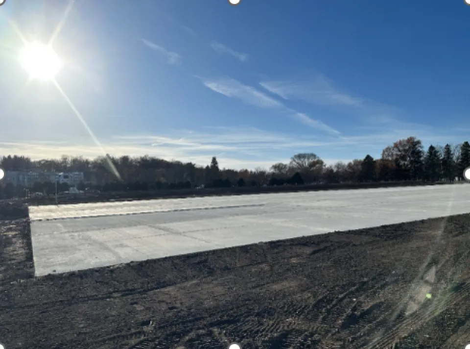 Concrete slab at exhibition center site