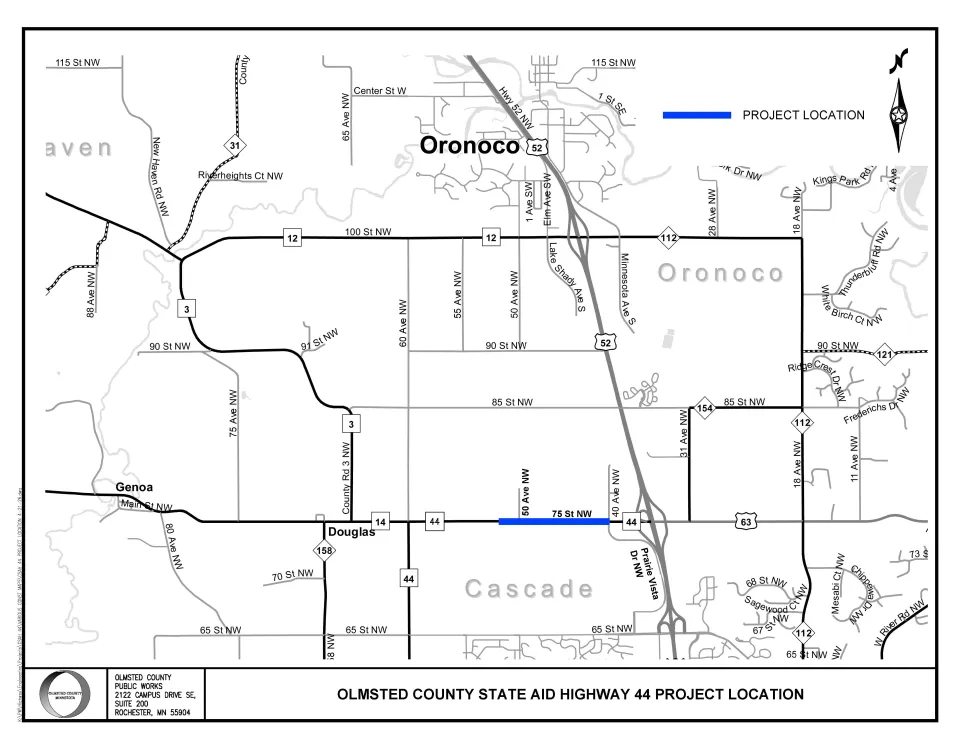 Project Map for CSAH 44 road project