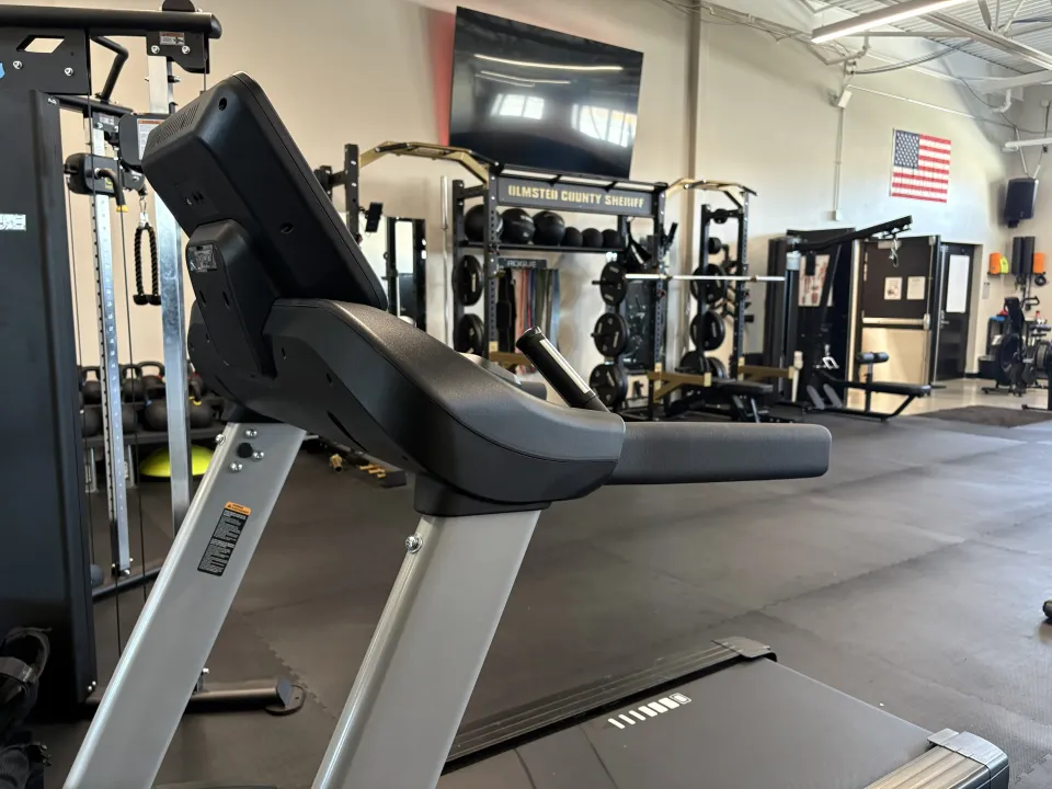 Gym equipment in training center building