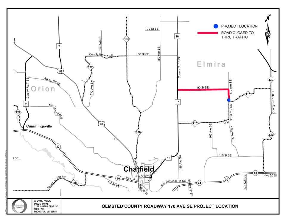 Road Construction map at 170 AVE SE