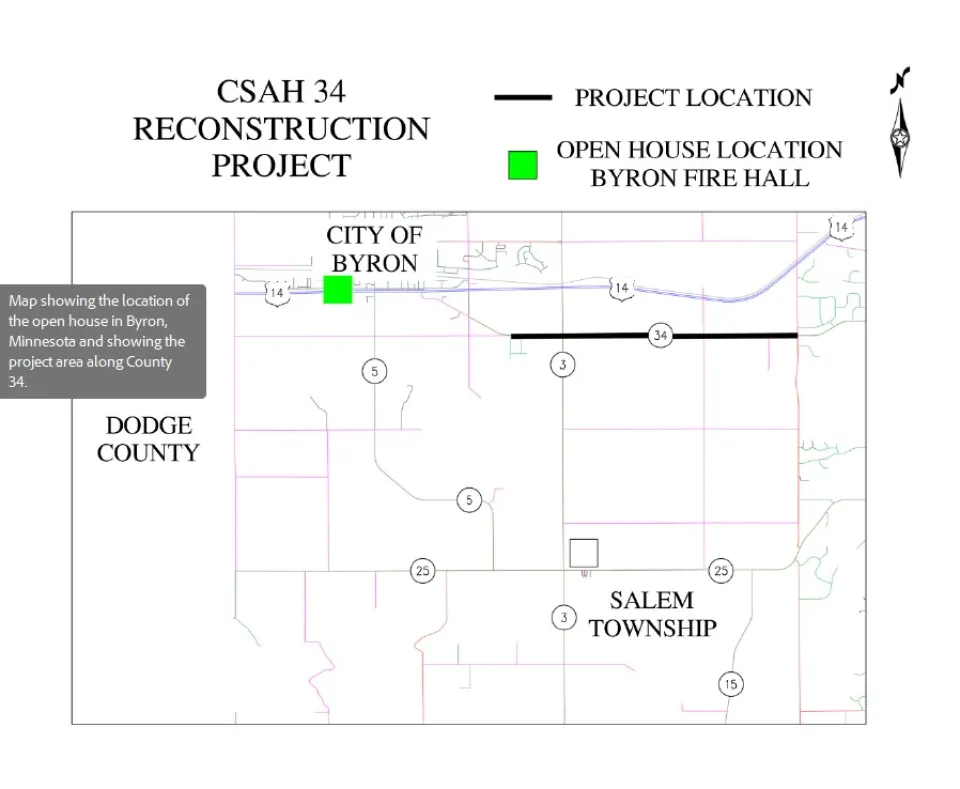 A map of the location that will be discussed at the open house along county road 34