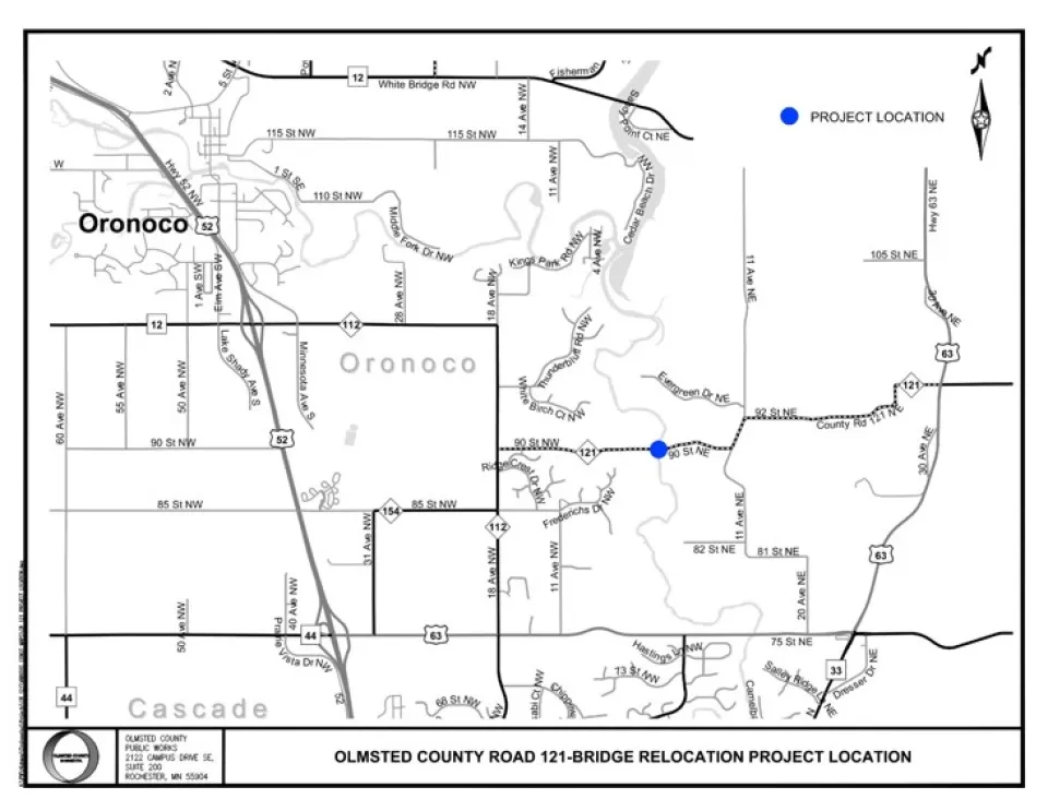 Olmsted County Road 121 Bridge Relocation Project Location Map