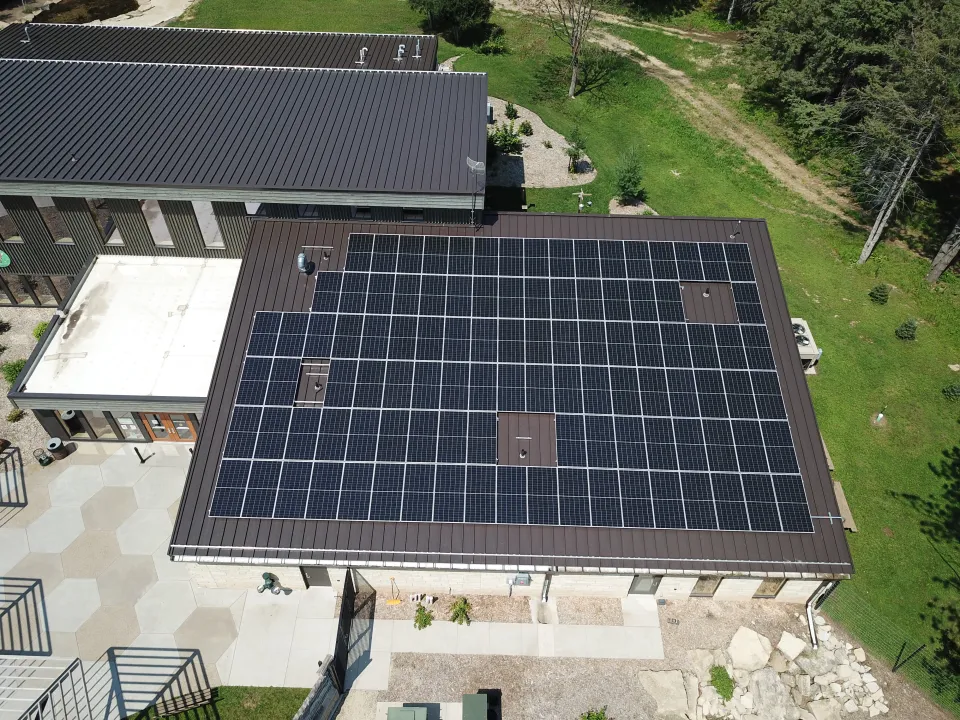 Solar array on top of Oxbow Nature Center