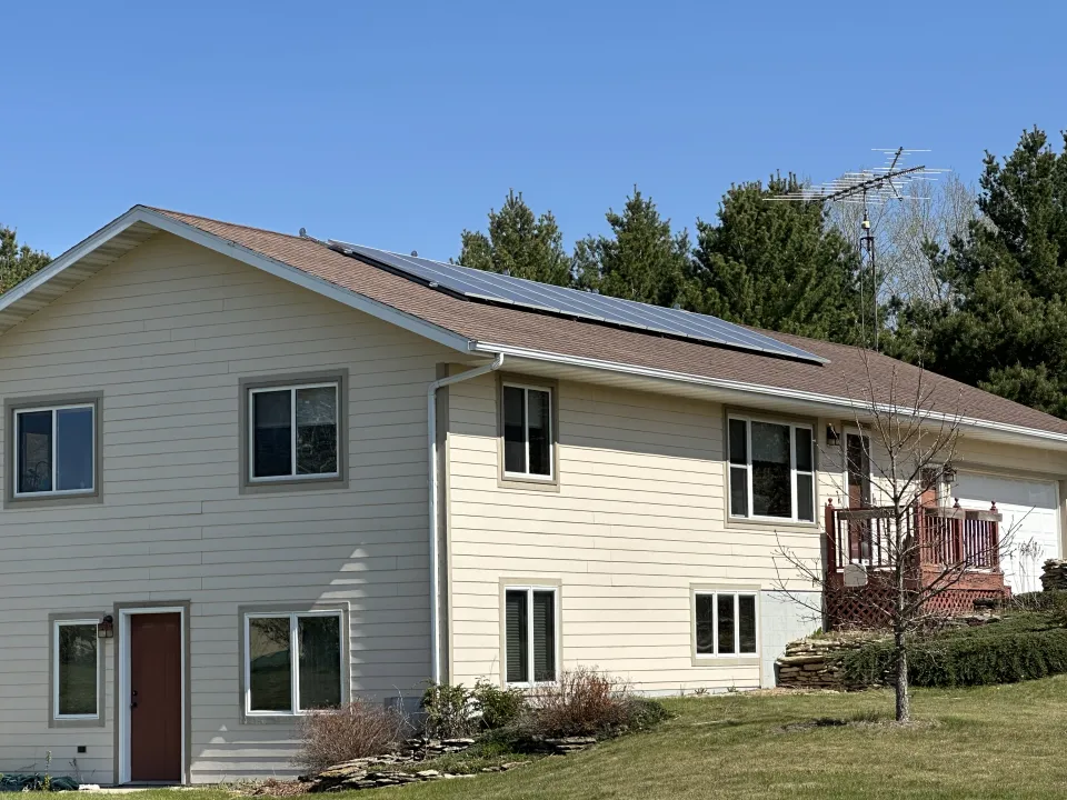 Solar array on top of house at Chester Woods