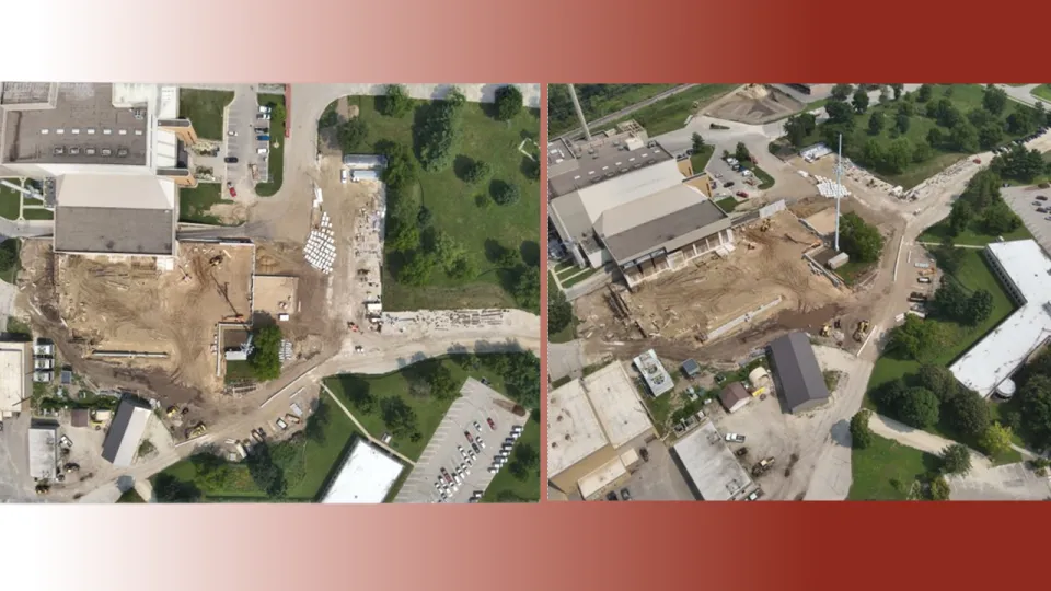 Aerial images of ongoing construction on Olmsted County’s new Materials Recovery Facility