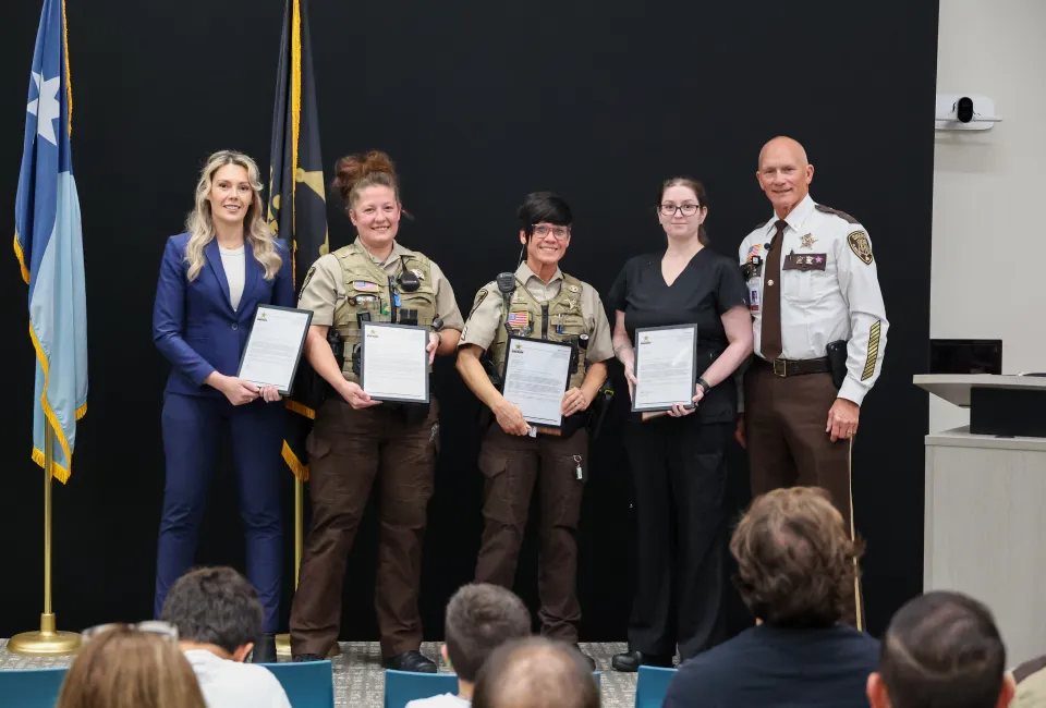 Members of the Sheriff's Office and Rochester Police department pose for a photo after the awards program.