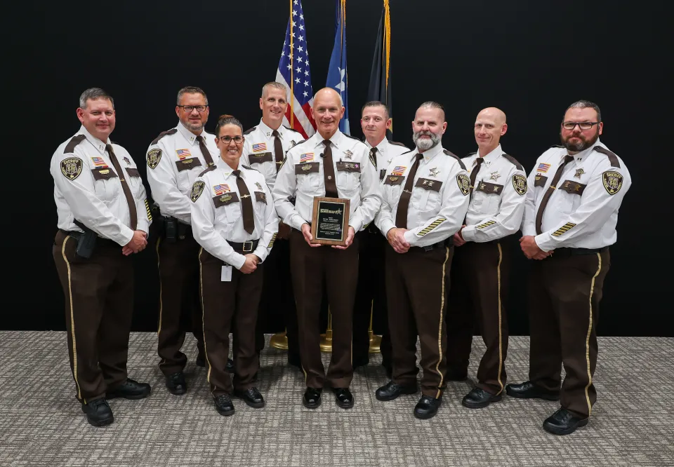 Sheriff Torgerson stands with his Command Staff following the 2026 fall awards program.