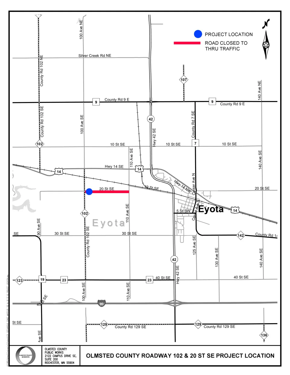 CR 102 and 20 ST SE project location Map