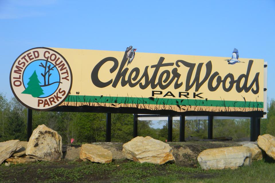 Entrance sign for Chester Woods Park