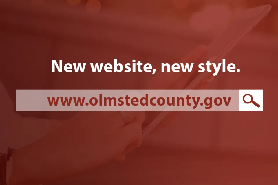 The words new website, new style written in white against a maroon background