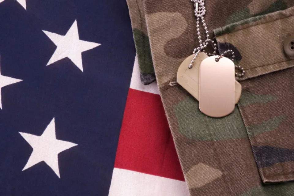 Dog Tags on American Flag