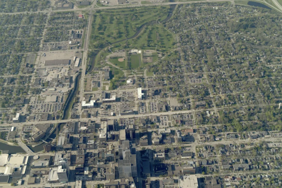Aerial view of land in Rochester