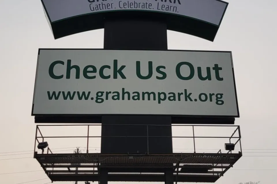 Graham Park billboard. grahampark.org