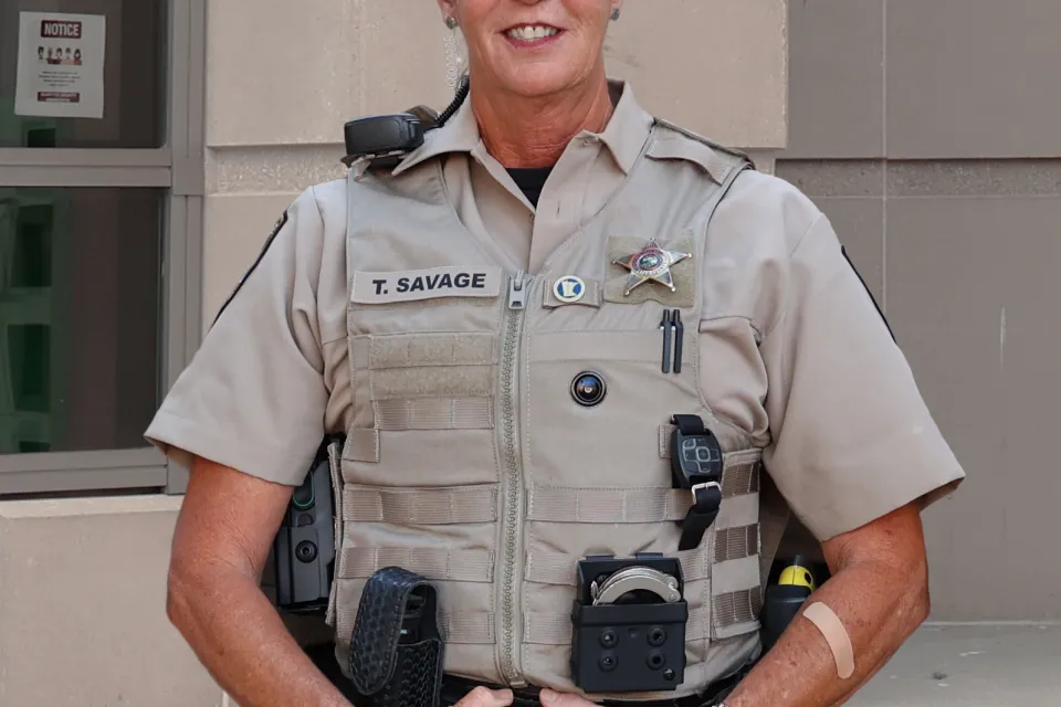 Tara Carlson standing in front of the Government Center